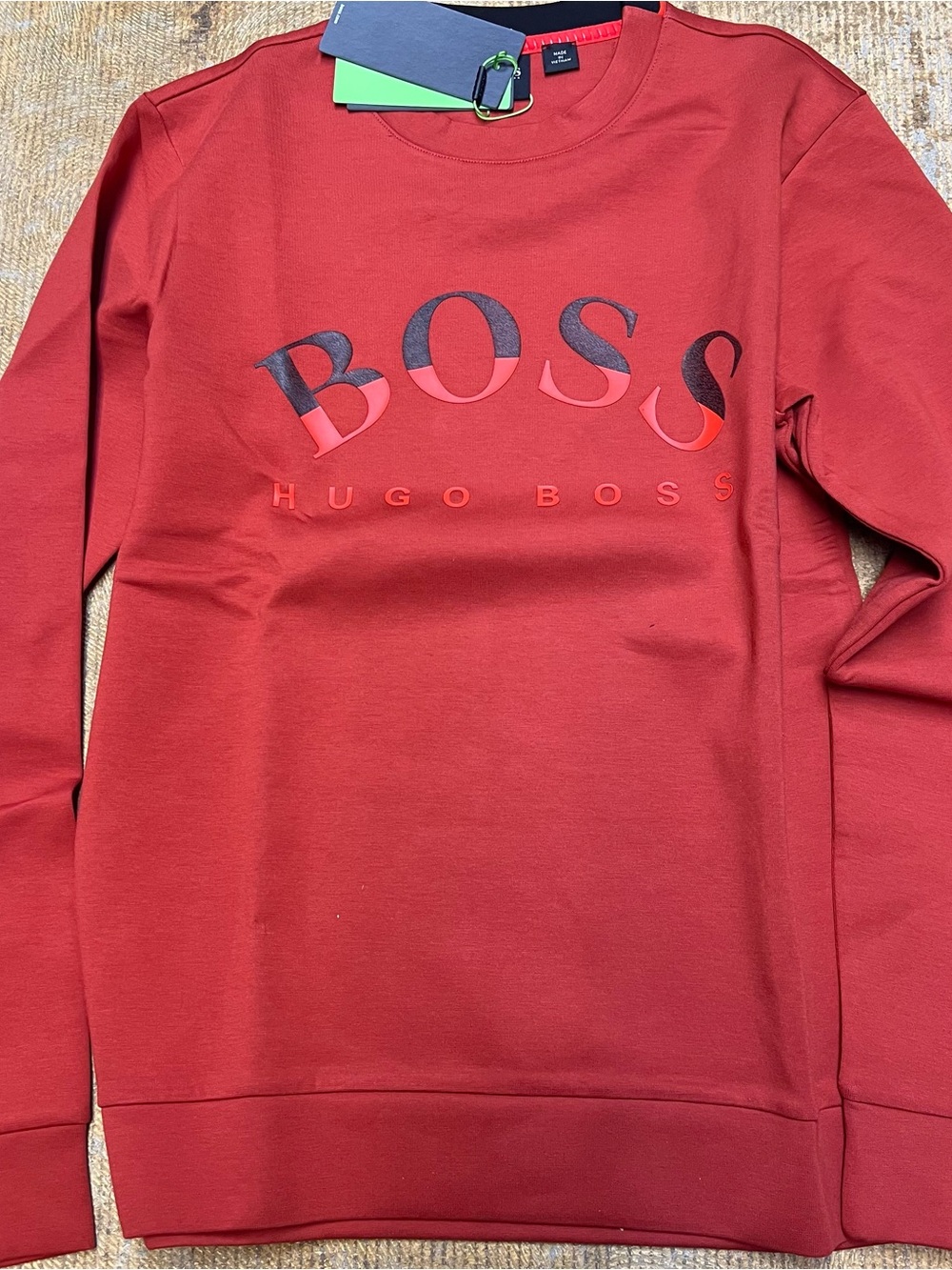 Hugo Boss Men’s Red Logo Crewneck Sweatshirt